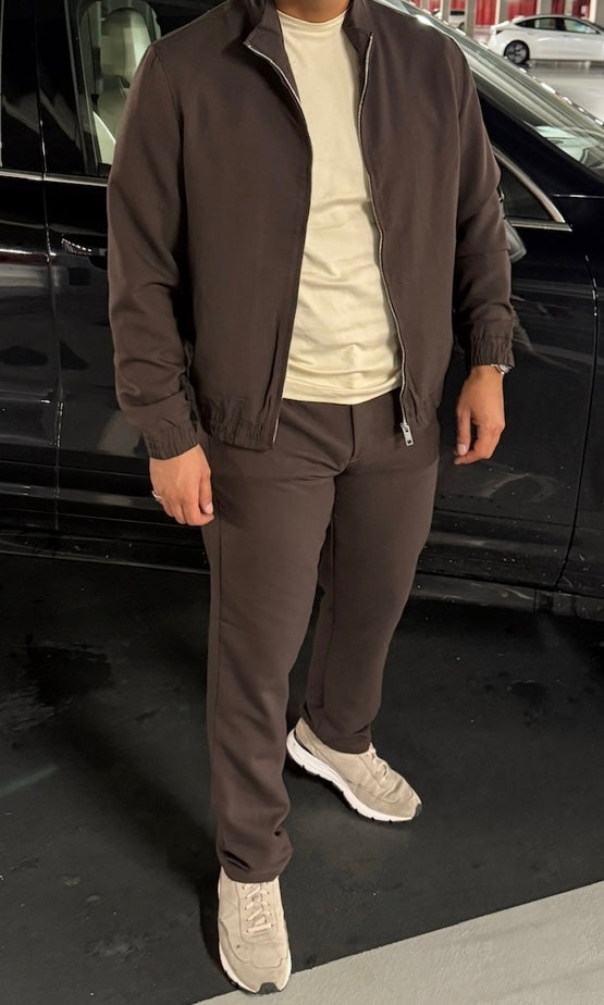 CHOCO BROWN - 'The Prestige Tracksuit ' - SLIM FIT LONG LUXE SET