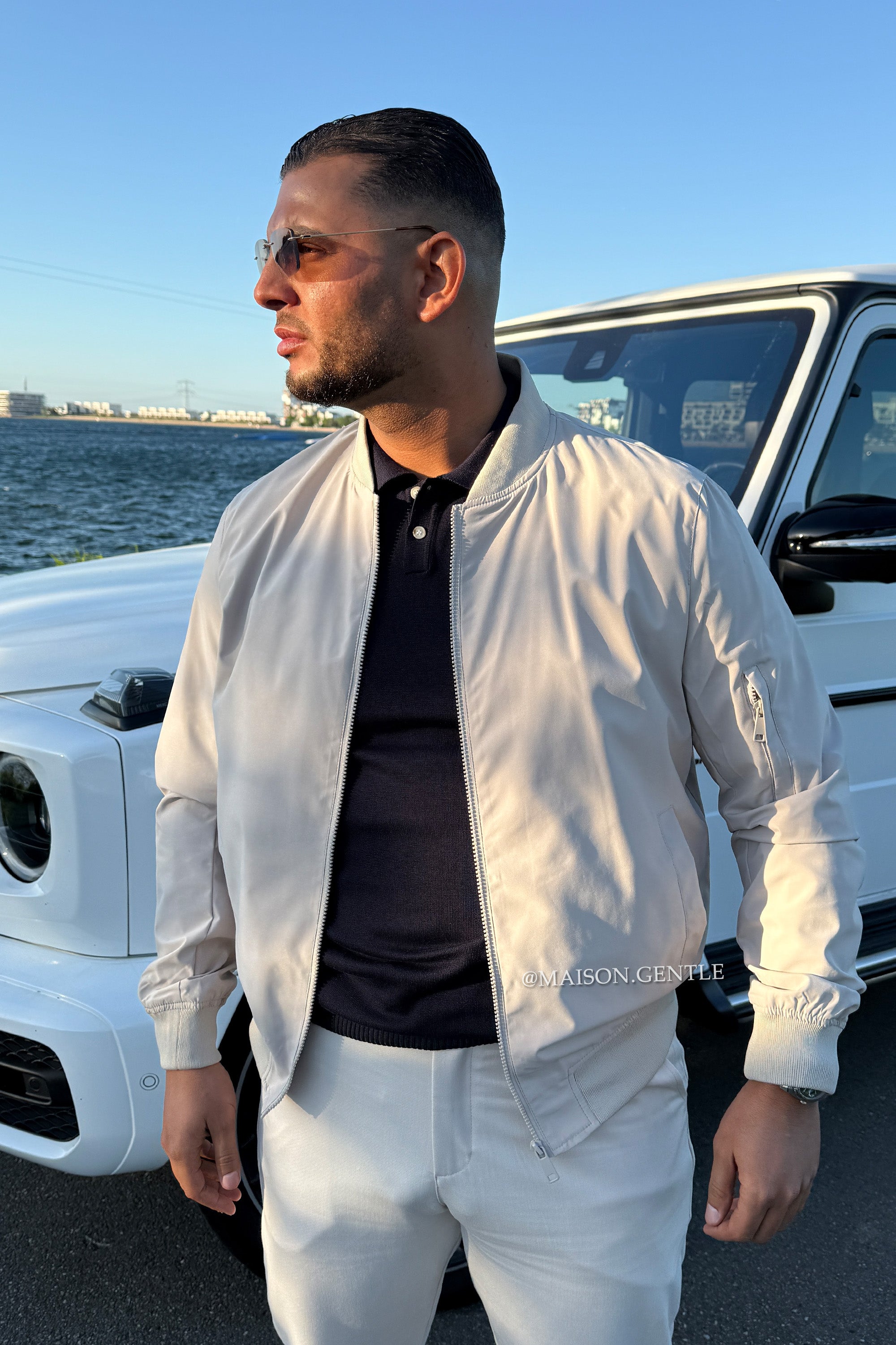 BEIGE - 'THE VENCE BOMBER' - SUMMER BOMBER JACKET