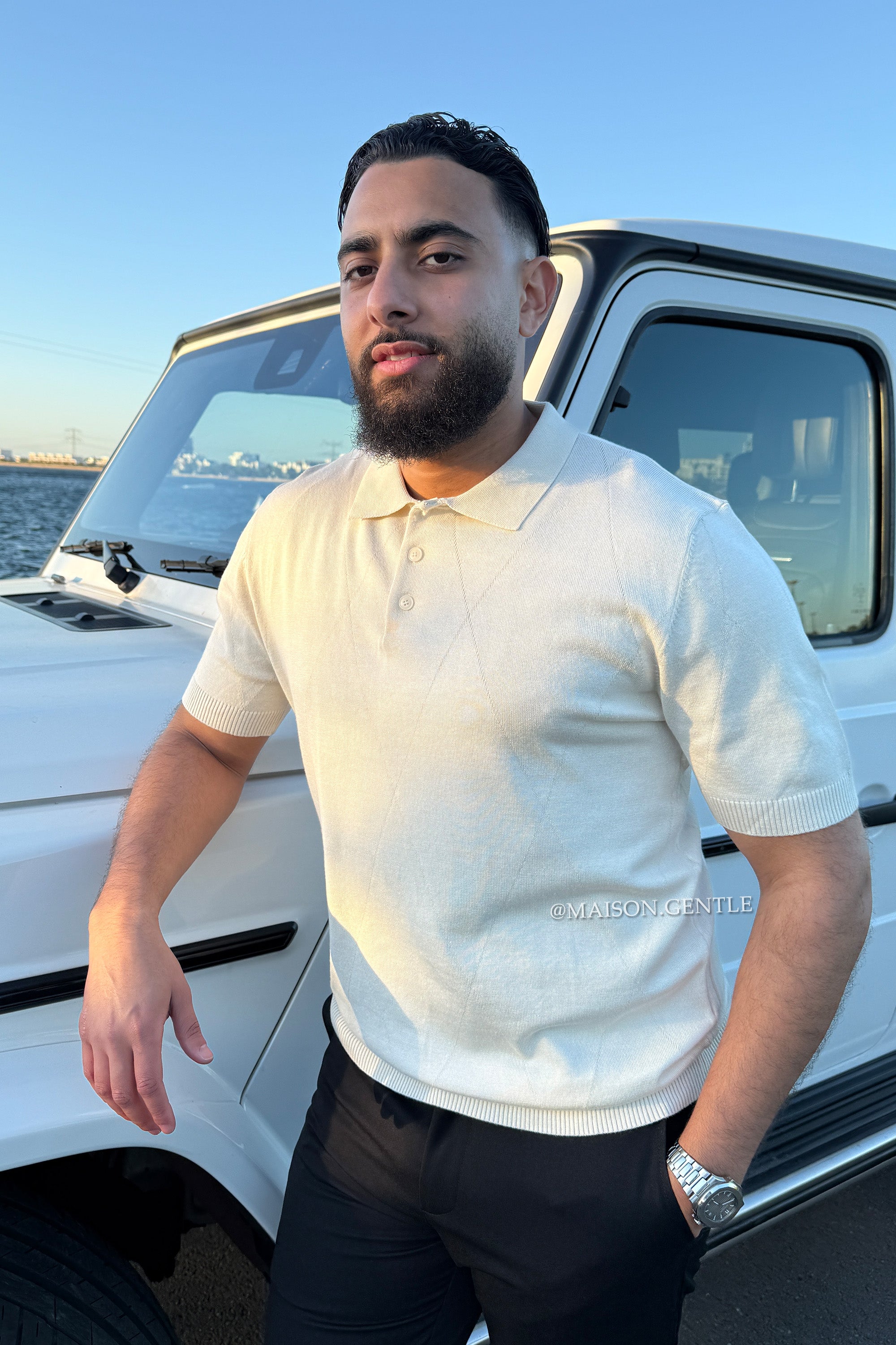 BEIGE - 'SORRENTO POLO' - SOFT ZIPPER KNITTED POLO SHIRT