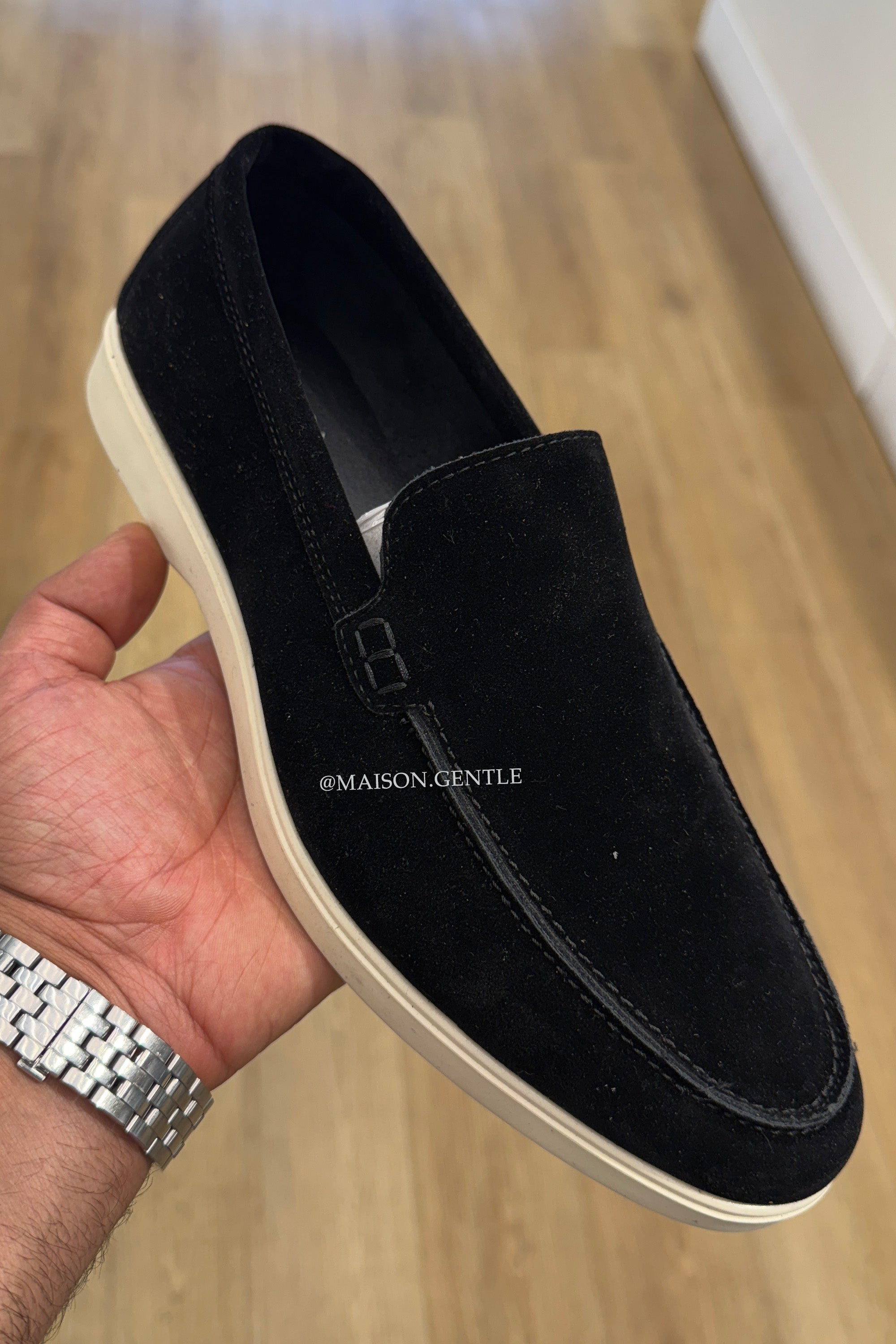 BLACK - 'MODENA LOAFERS' - PERFECT SUEDE LOOK LOAFERS INSTAPPERS