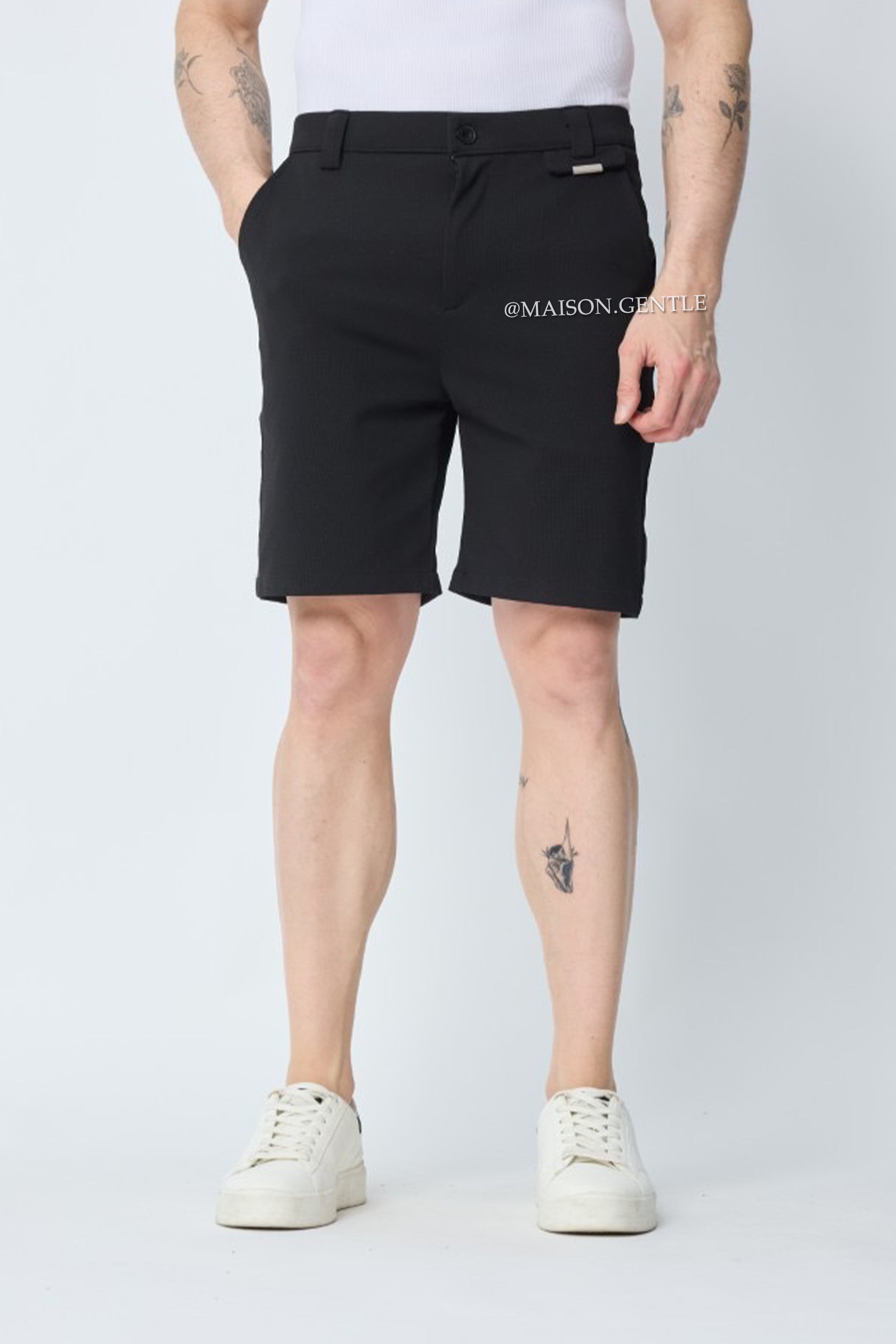 BLACK - PERFECT FIT CHINO SHOR