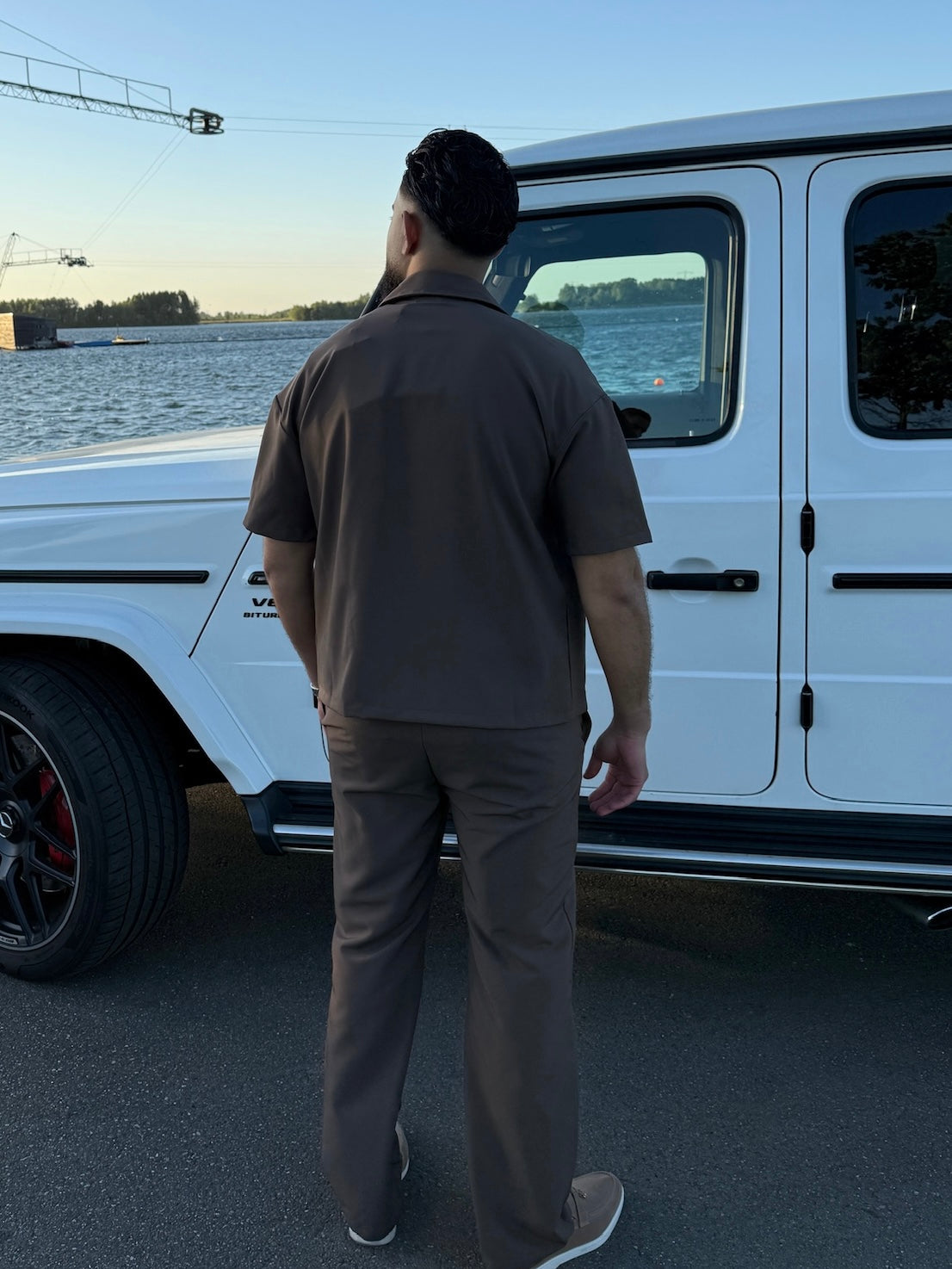 TAUPE - 'CAPRI TECH SET LONG' - OVERSIZED LONG SLEEVE SHIRT + PANTALON TECH SET